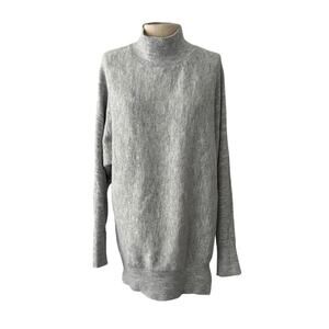 Magaschoni Oversized Mock Neck Grey Sweater Size M Soft Cozy
